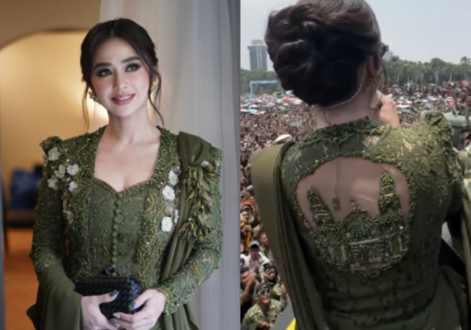 Goyang di HUT TNI, Gambar di Kebaya Nerawang Dewi Perssik Bikin Salfok: Mirip Masjid?