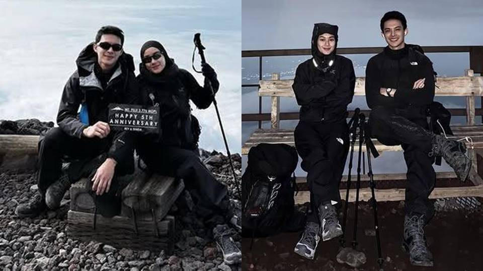 Keren! Rey Mbayang & Dinda Hauw Pilih Gunung Fuji sebagai Saksi 5 Tahun Pernikahan
